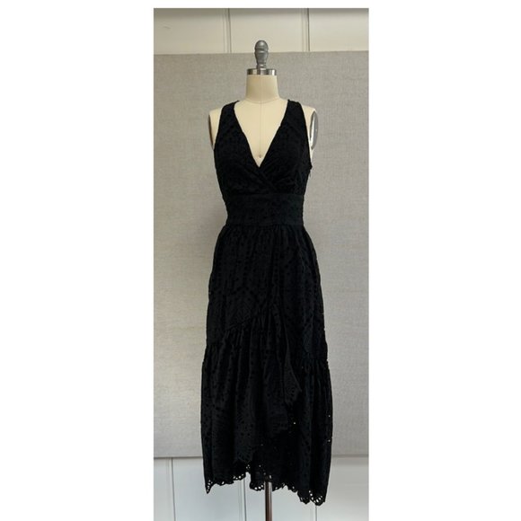 *SOLD* NWT Anthropologie Maeve Black Eyelet Wrap Dress - 2 - Picture 2 of 11